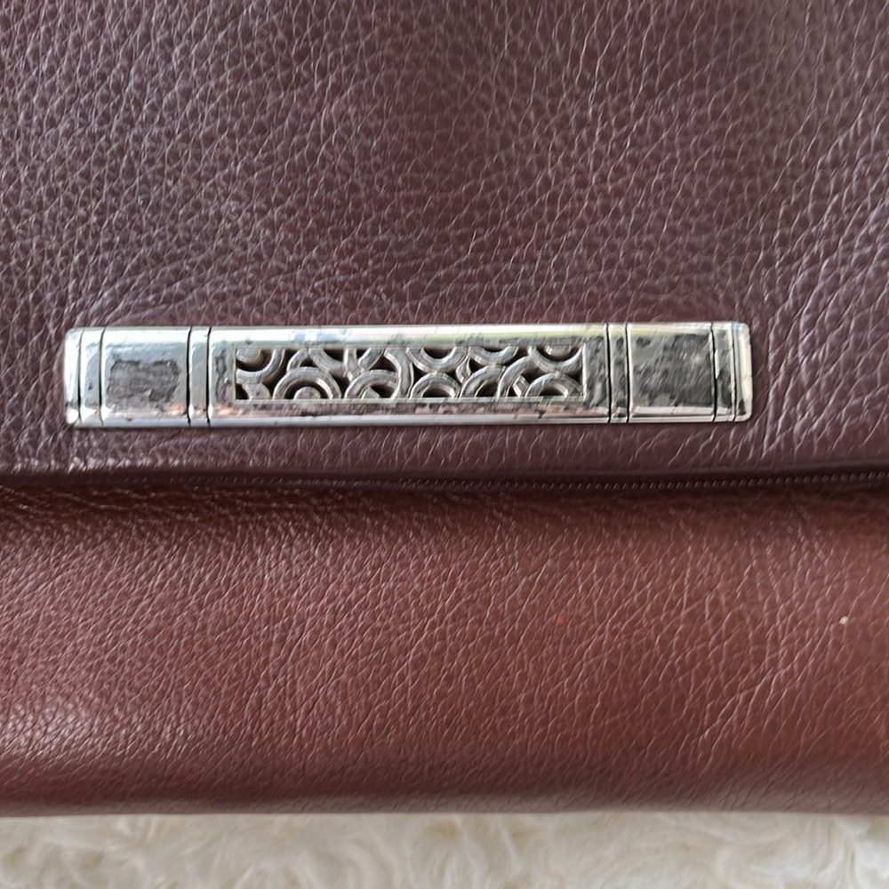 Brighton Two-tone Brown Pebbled Leather Monochromatic Bag Purse Wallet Wristlet - Picture 5 of 13